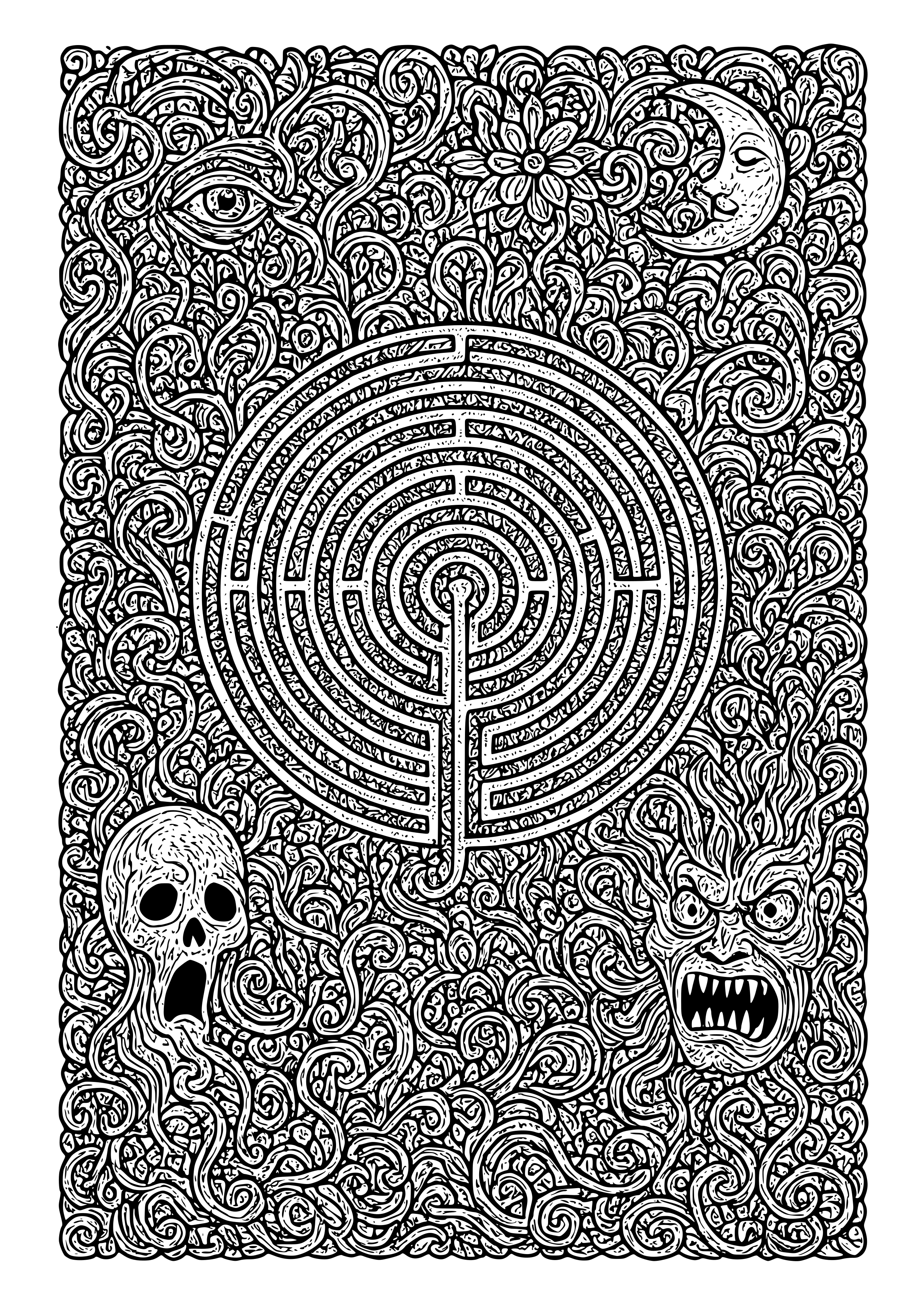 Detailed Labyrinth of Dreams and Fears Coloring Page — Free printable ...