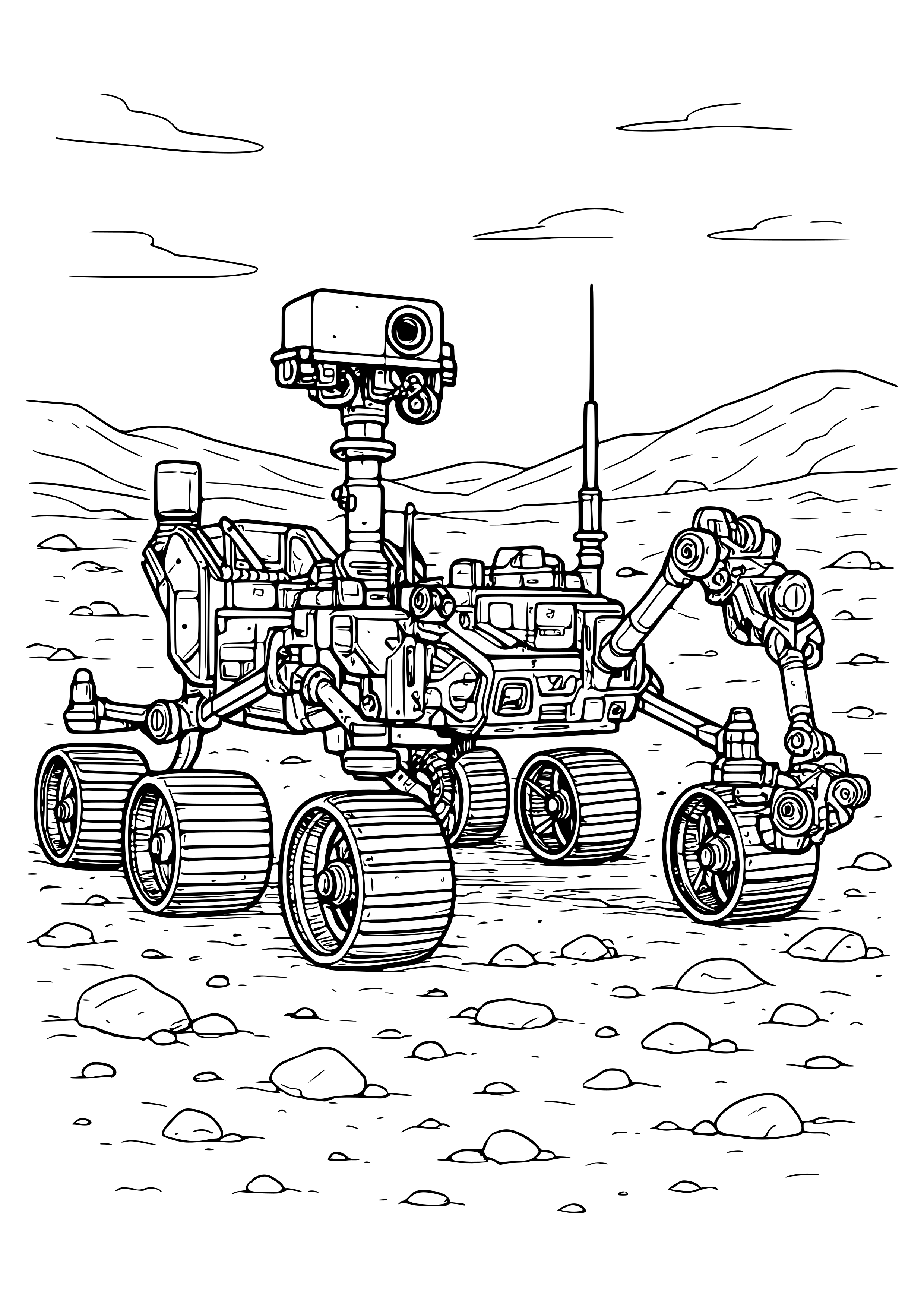 Exploration Rover on Mars Coloring Page — Free printable coloring page