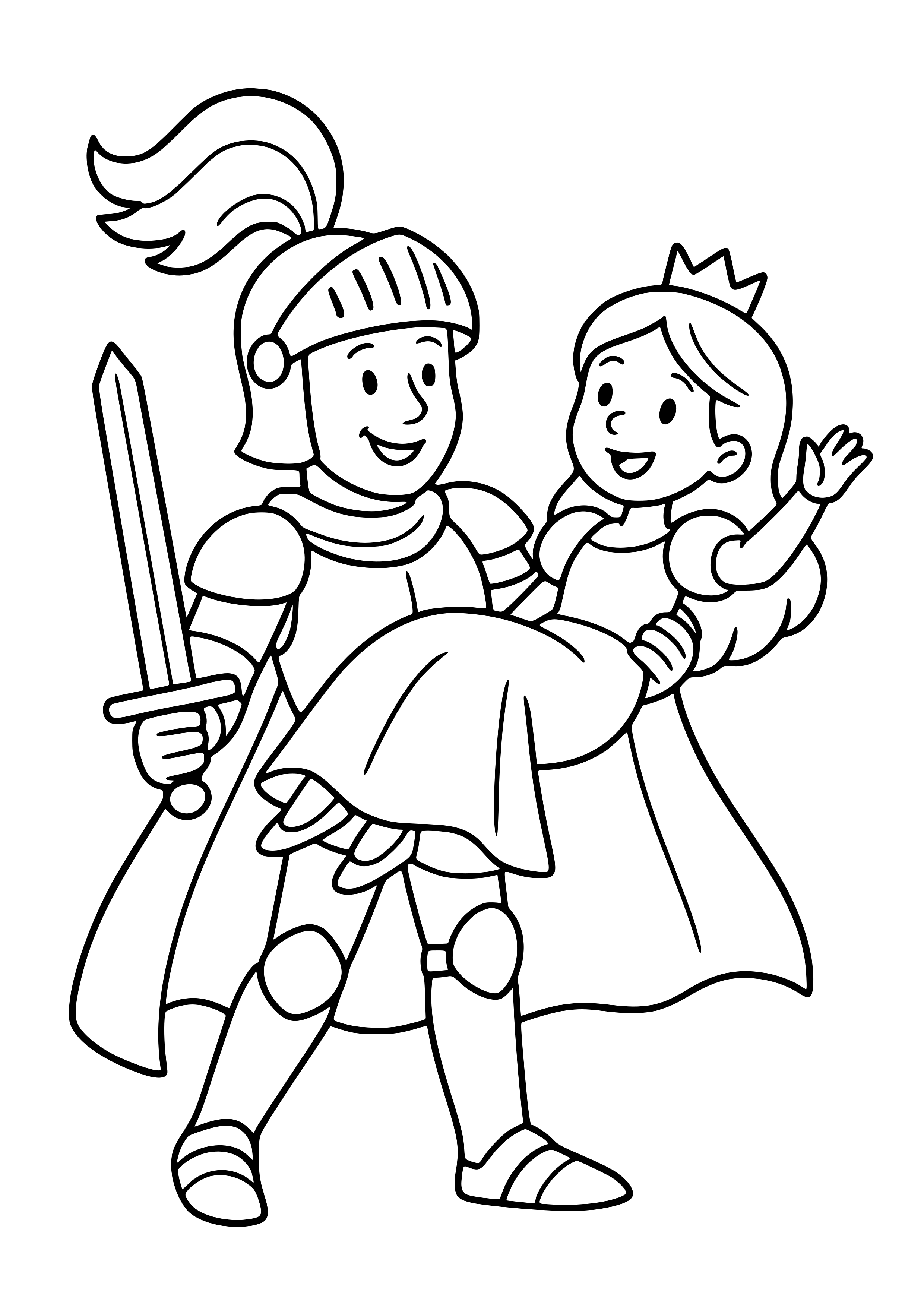 Noble Knight Rescuing a Princess Coloring Page — Free printable ...