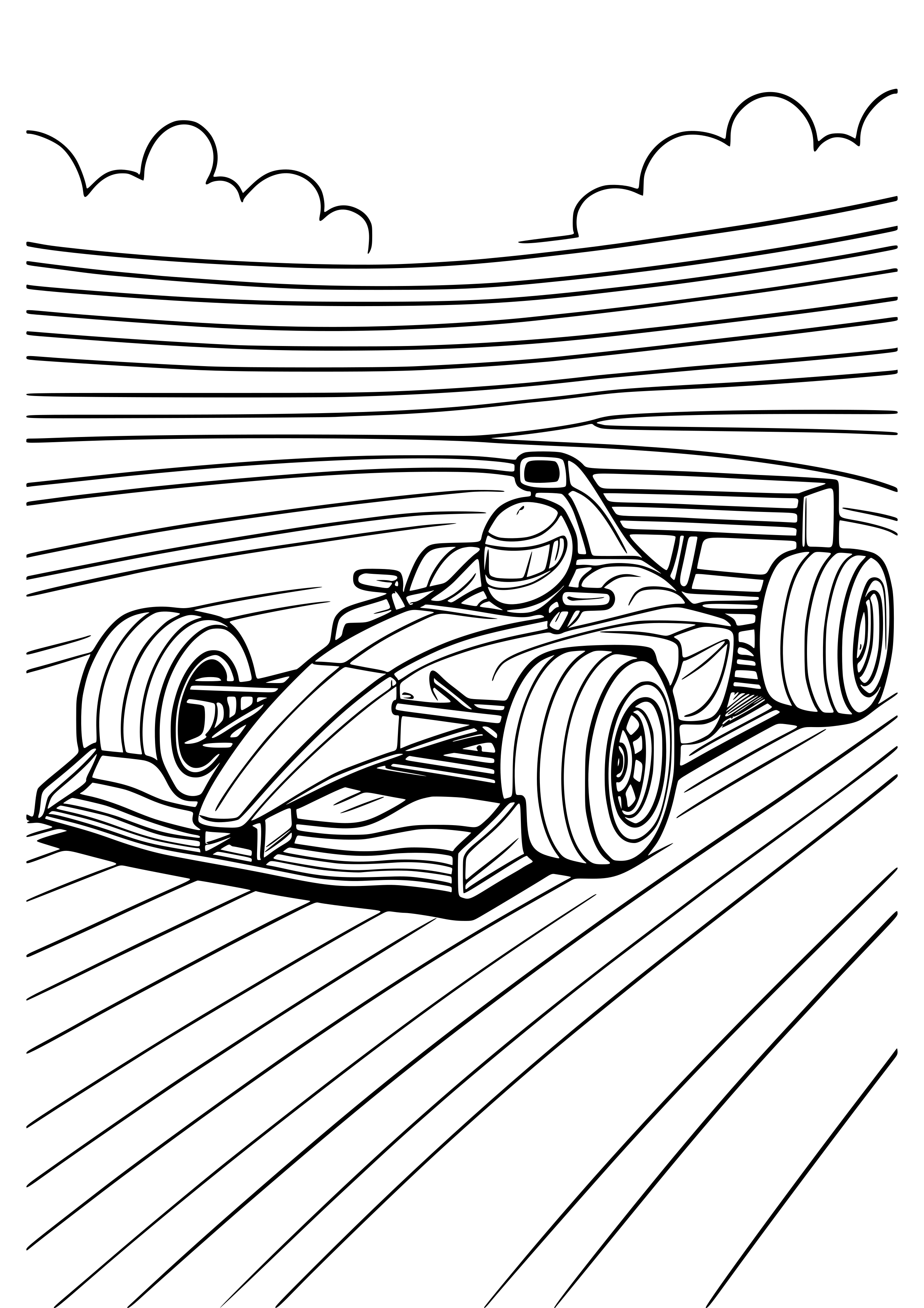 Spring Racing Colouring In Racing Car Speeding on Track Coloring Page — Free printable coloring page