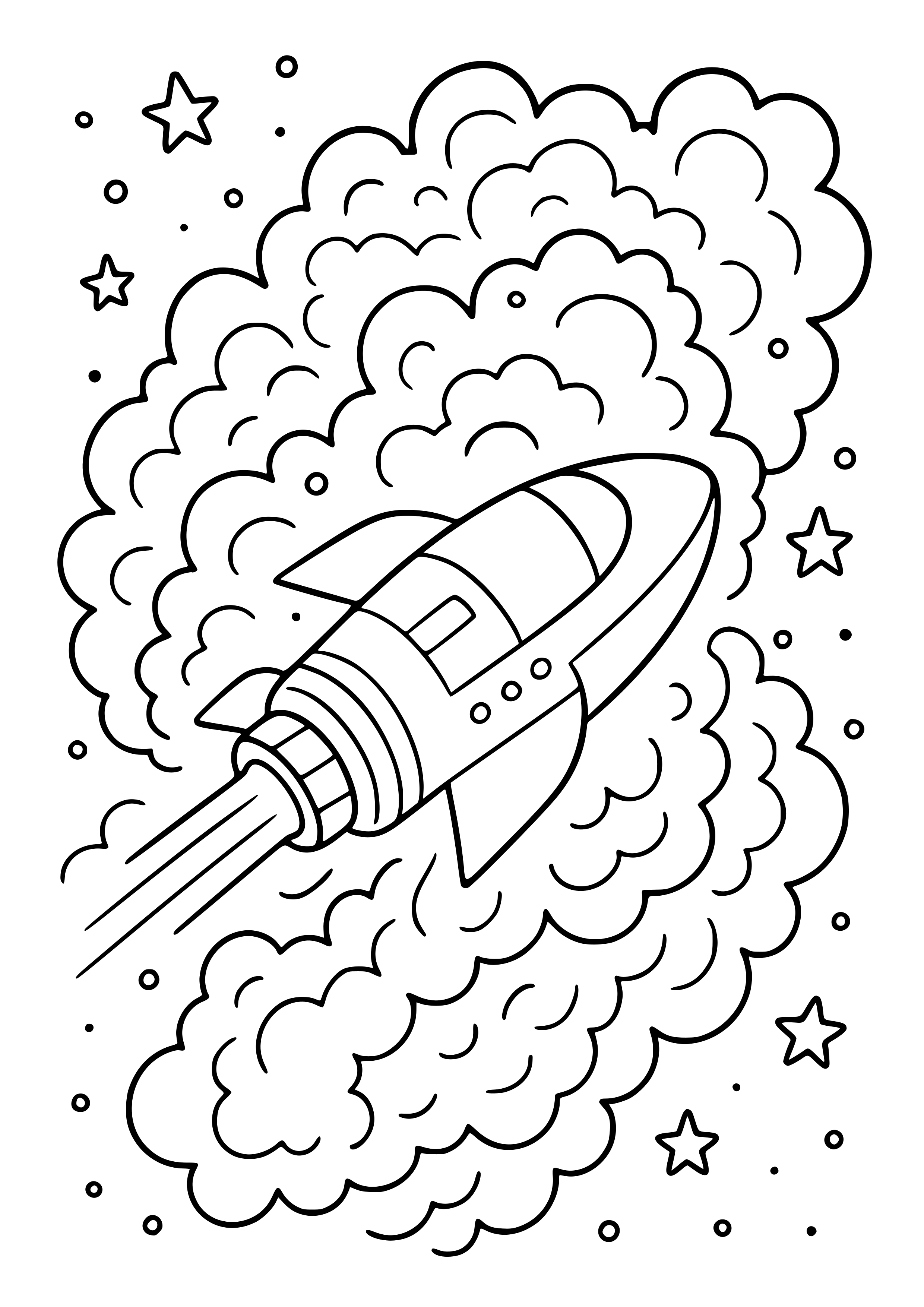 Starship Traveling Through a Nebula Coloring Page — Free printable ...