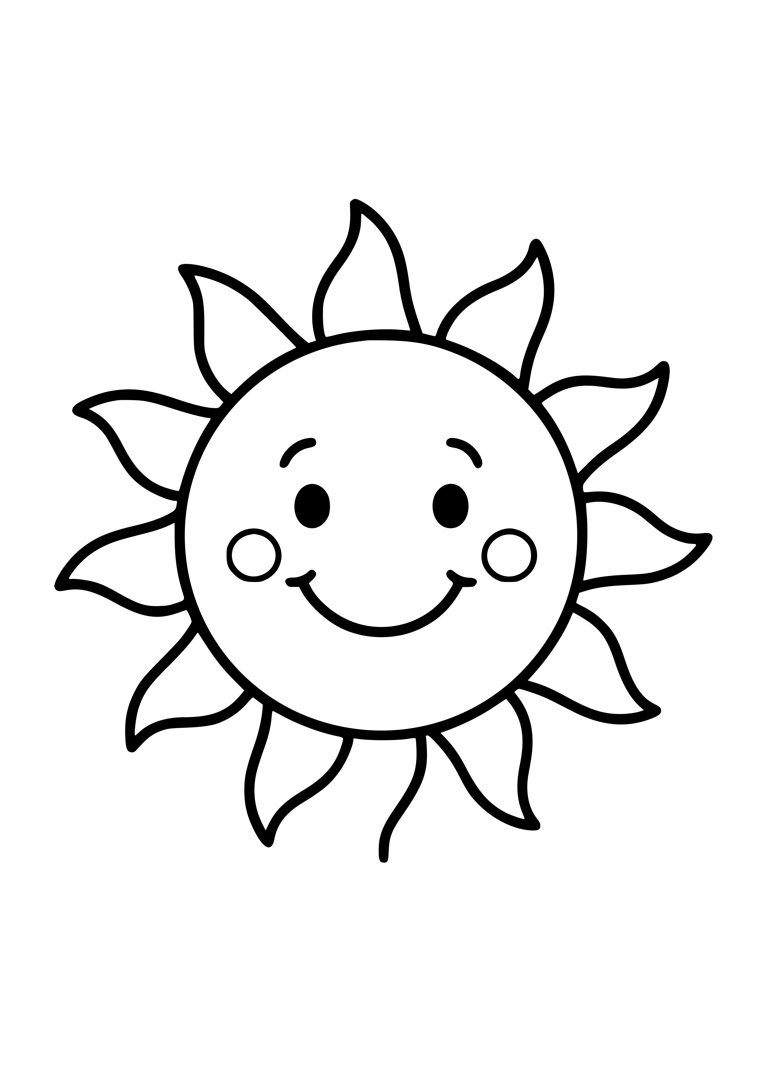 Whimsical Sun with Smiling Face Coloring Page — Free printable coloring ...
